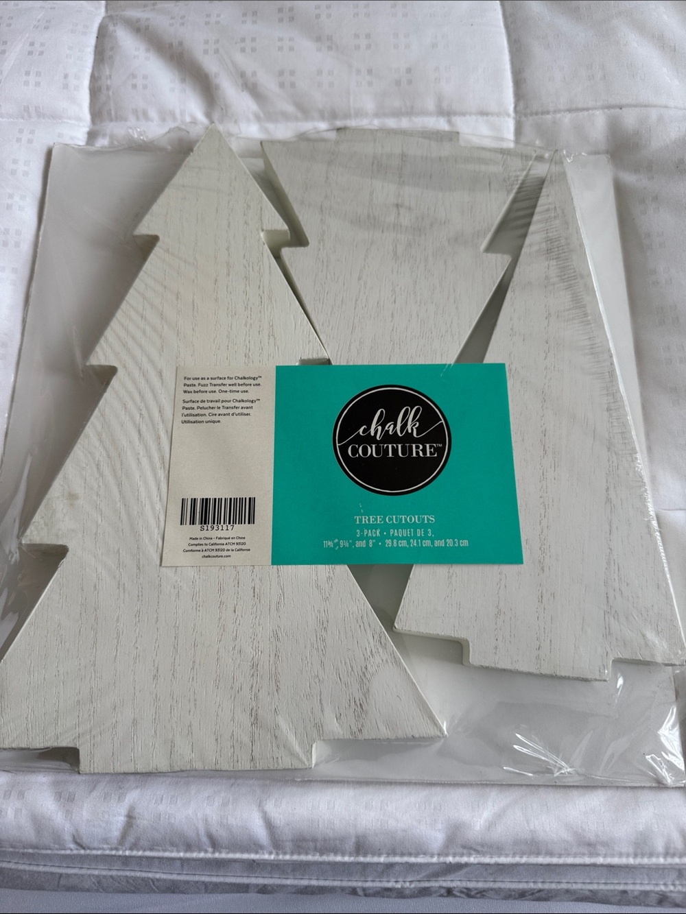 Chalk Couture White Wood Christmas Tree Cutouts - Set of 3